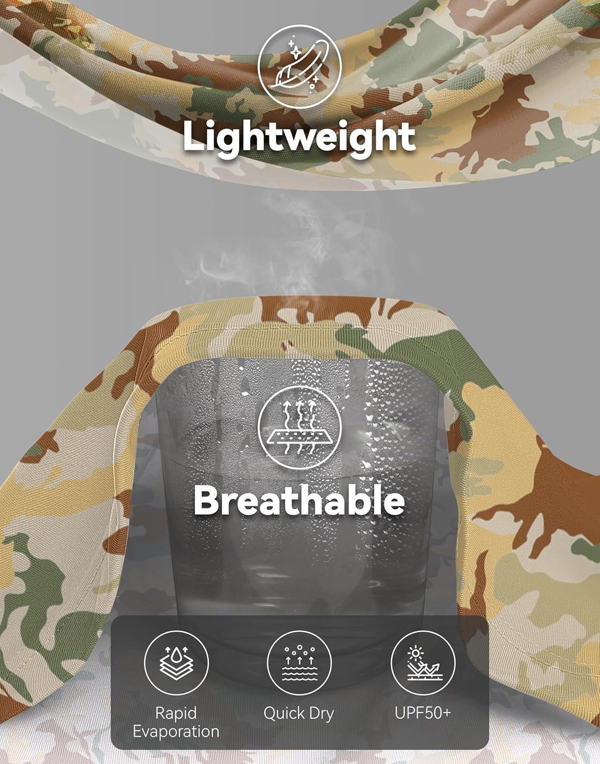 imageMens Sun Protection Hoodie Shirt UPF 50 Long Sleeve Fishing Rash Guard UV SPF Summer Lightweight Hiking Shirt for MenOlivine Brown Camo