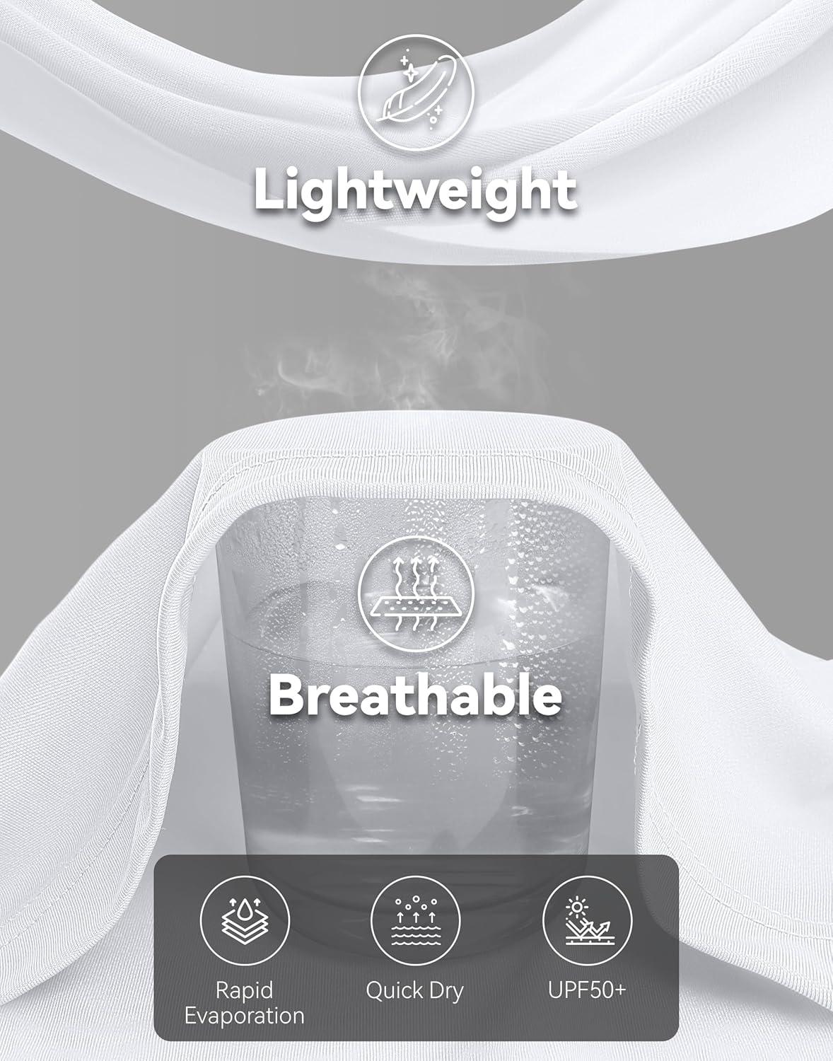 imageMens Sun Protection Hoodie Shirt UPF 50 Long Sleeve Fishing Rash Guard UV SPF Summer Lightweight Hiking Shirt for MenWhite