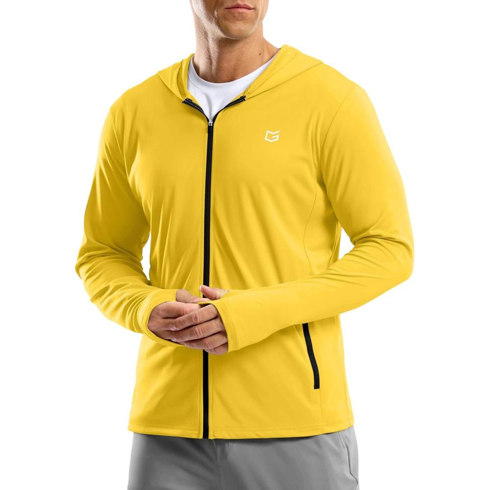 imageG Gradual Mens UPF 50 Sun Protection Hoodie Jacket Lightweight Full Zip Hoodies Long Sleeve Shirts for Men Hiking FishingYellow