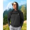 Men’s Sun Protection Hoodie Shirt UPF 50+ Long Sleeve Fishing Rash Guard UV SPF Summer Lightweight Hiking Shirt for Men(Black)