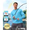 Men’s Sun Protection Hoodie Shirt UPF 50+ Long Sleeve Fishing Rash Guard UV SPF Summer Lightweight Hiking Shirt for Men(Blue)