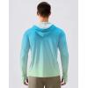 Men’s Sun Protection Hoodie Shirt UPF 50+ Long Sleeve Fishing Rash Guard UV SPF Summer Lightweight Hiking Shirt for Men(Gradient Green Yellow)