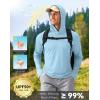 Men’s Sun Protection Hoodie Shirt UPF 50+ Long Sleeve Fishing Rash Guard UV SPF Summer Lightweight Hiking Shirt for Men(Light Blue)