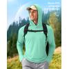 Men’s Sun Protection Hoodie Shirt UPF 50+ Long Sleeve Fishing Rash Guard UV SPF Summer Lightweight Hiking Shirt for Men(Mint Green)