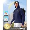 Men’s Sun Protection Hoodie Shirt UPF 50+ Long Sleeve Fishing Rash Guard UV SPF Summer Lightweight Hiking Shirt for Men(Navy)