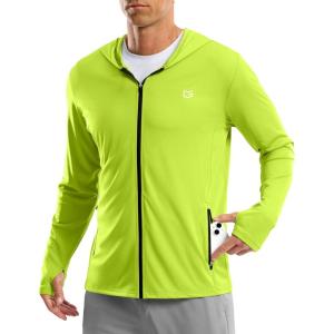 G Gradual Men’s UPF 50+ Sun Protection Hoodie Jacket Lightweight Full Zip Hoodies Long Sleeve Shirts for Men Hiking Fishing(Fluorescent Green)