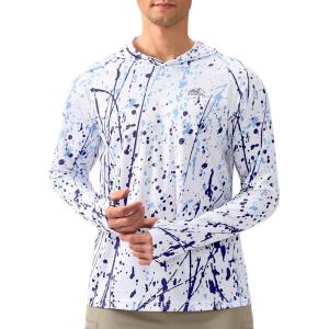 Men’s Sun Protection Hoodie Shirt UPF 50+ Long Sleeve Fishing Rash Guard UV SPF Summer Lightweight Hiking Shirt for Men(Brushstrokes Splatter)