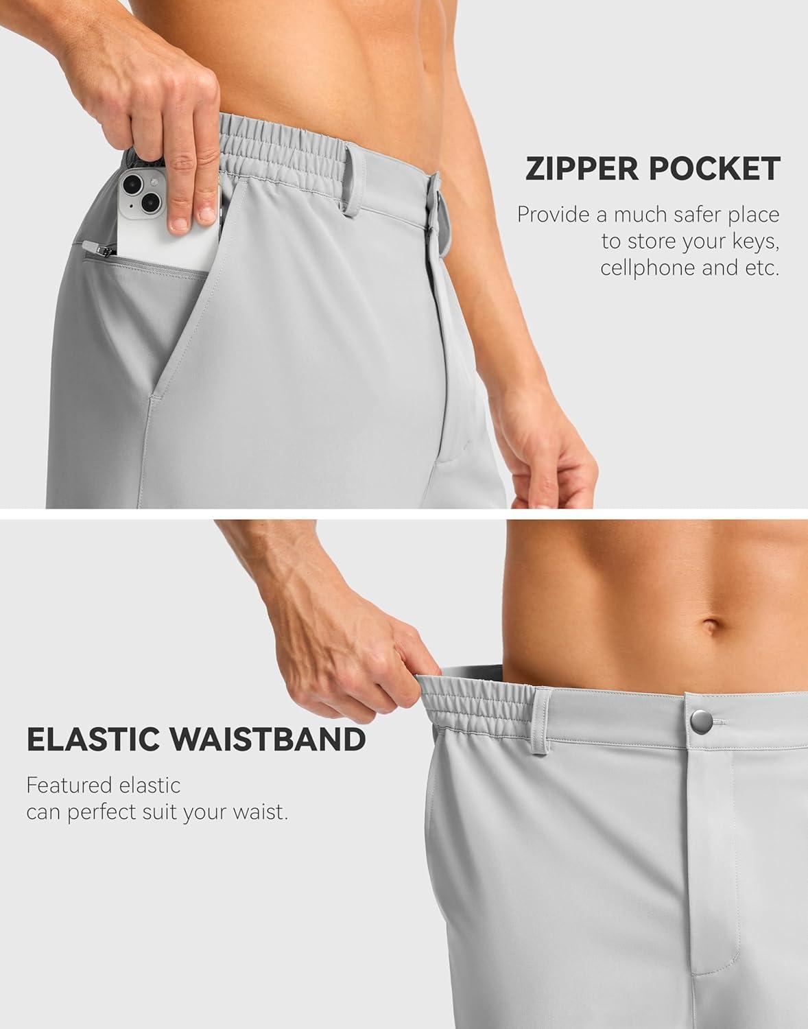 imageG Gradual Casual Shorts for Men 11 Lightweight Mens Golf Shorts Stretch with 3 Pockets Quick Dry Summer Breathable ShortsBright Gray
