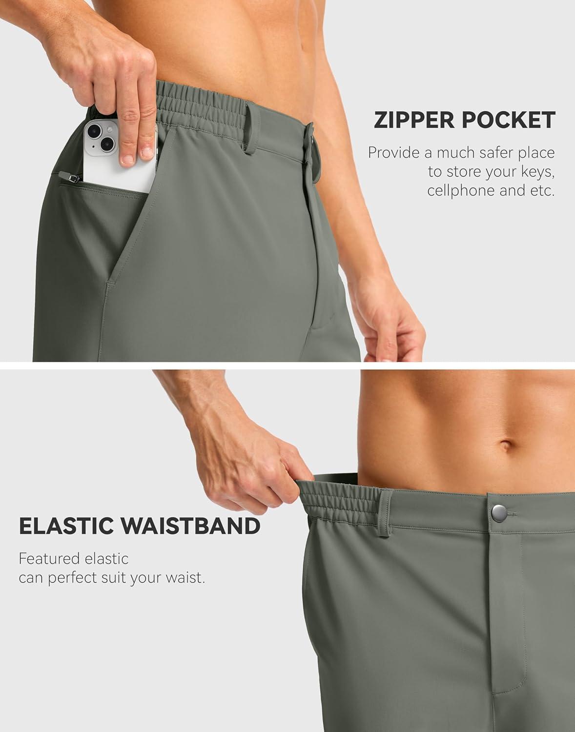 imageG Gradual Casual Shorts for Men 11 Lightweight Mens Golf Shorts Stretch with 3 Pockets Quick Dry Summer Breathable ShortsGrey Sage