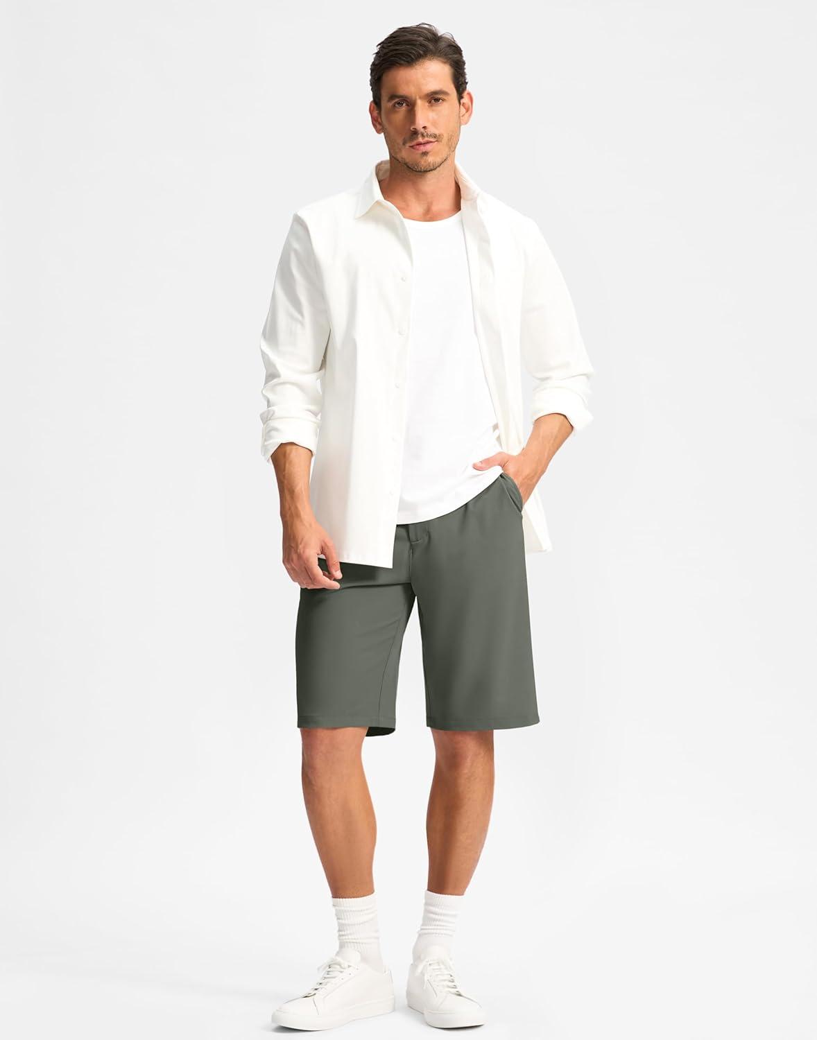 imageG Gradual Casual Shorts for Men 11 Lightweight Mens Golf Shorts Stretch with 3 Pockets Quick Dry Summer Breathable ShortsGrey Sage