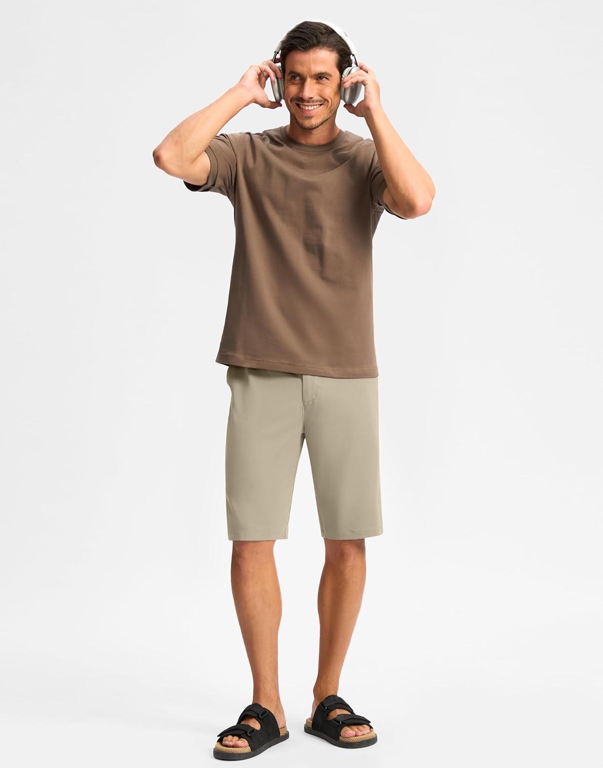 imageG Gradual Casual Shorts for Men 11 Lightweight Mens Golf Shorts Stretch with 3 Pockets Quick Dry Summer Breathable ShortsKhaki