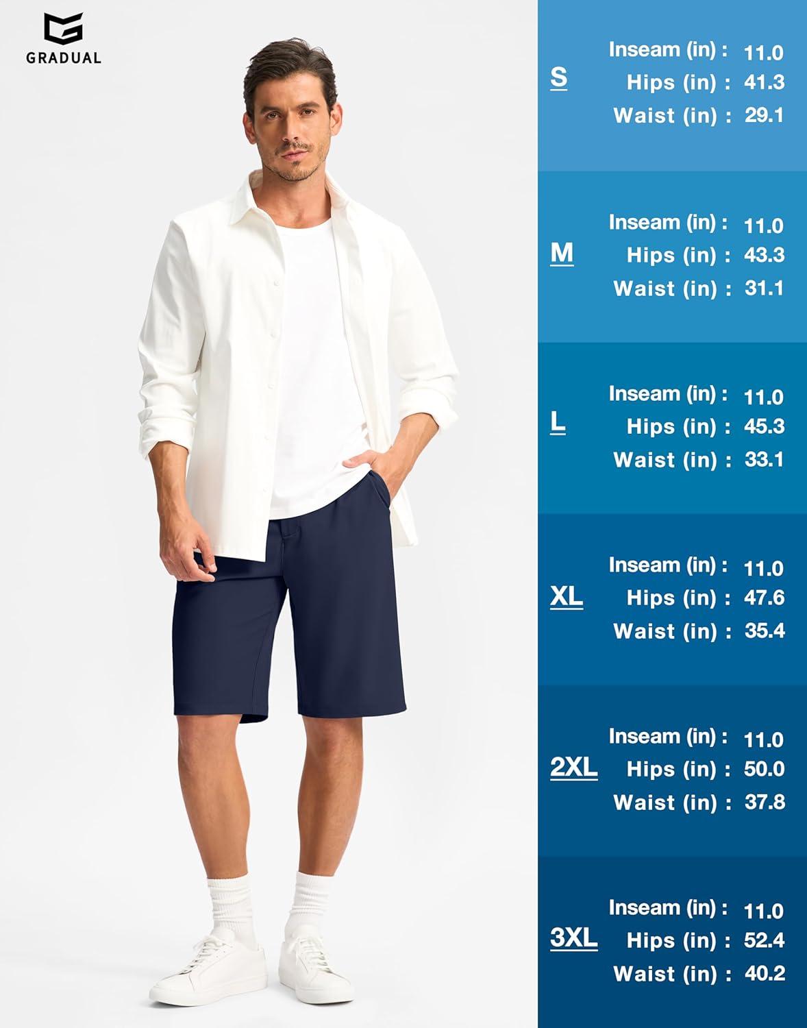 imageG Gradual Casual Shorts for Men 11 Lightweight Mens Golf Shorts Stretch with 3 Pockets Quick Dry Summer Breathable ShortsKhaki