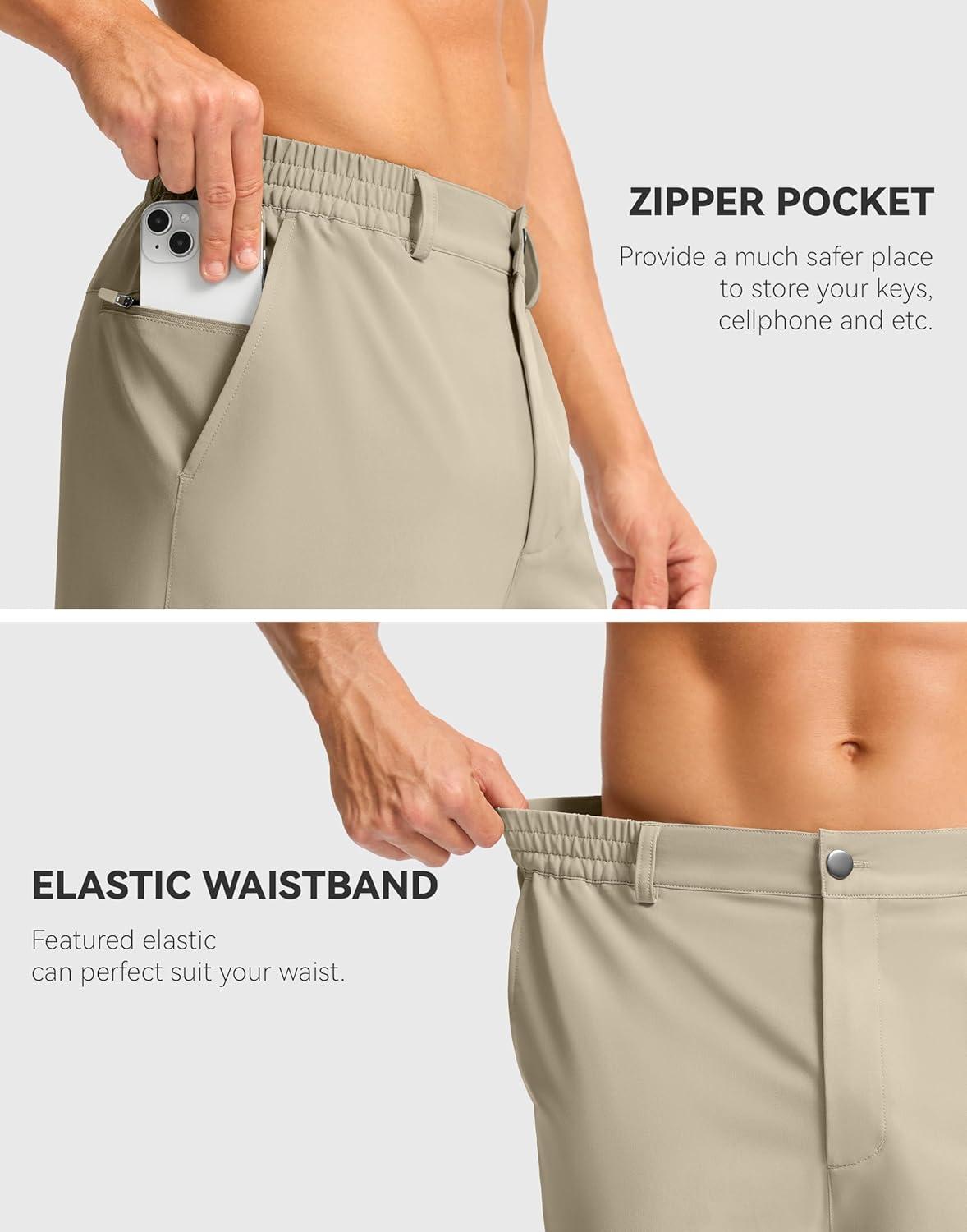 imageG Gradual Casual Shorts for Men 11 Lightweight Mens Golf Shorts Stretch with 3 Pockets Quick Dry Summer Breathable ShortsKhaki