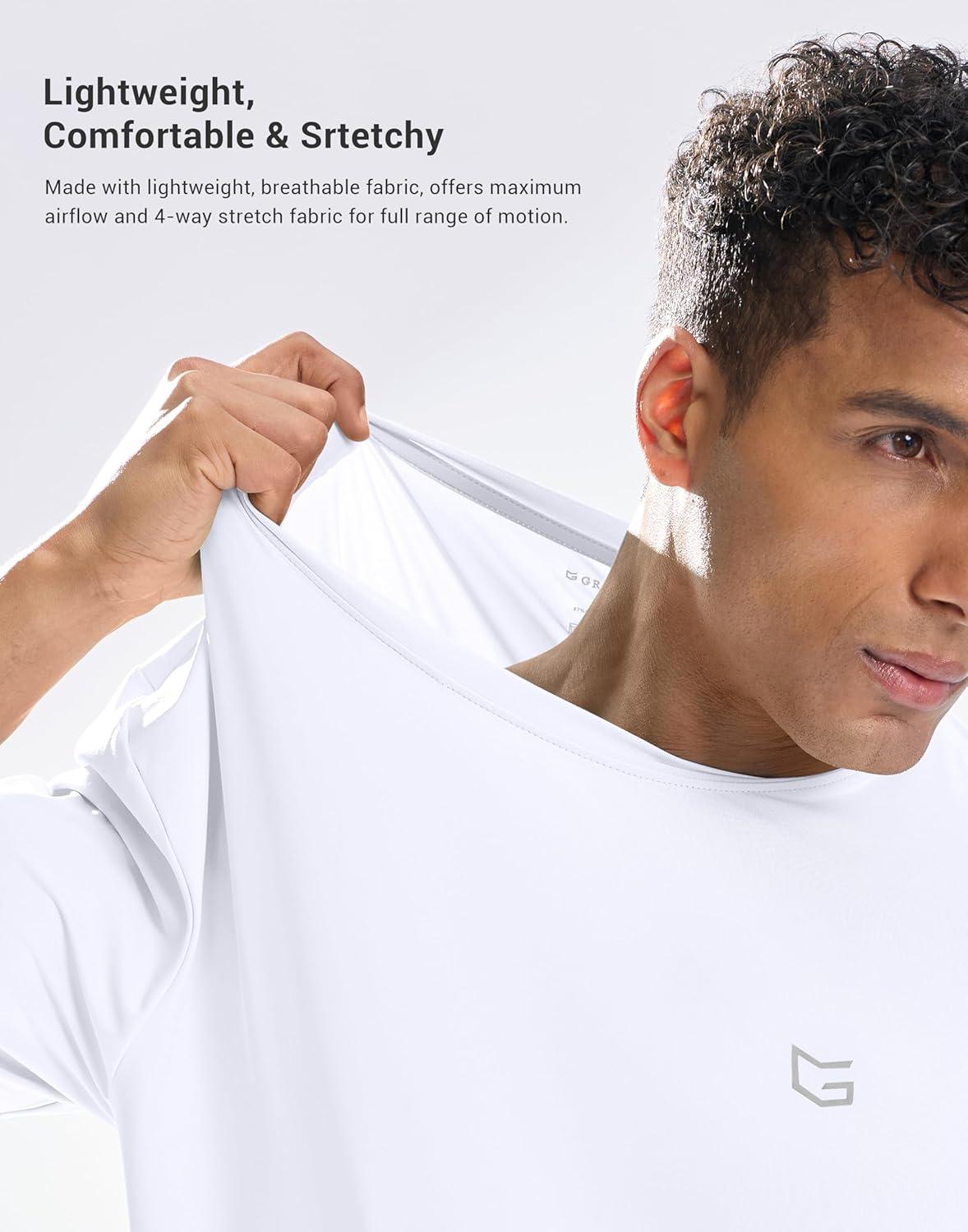 imageG Gradual Mens Sun Protection Swim Shirt UPF 50 Rash Guard Short Sleeve Quick Dry Water Hiking Workout Shirts for MenC White