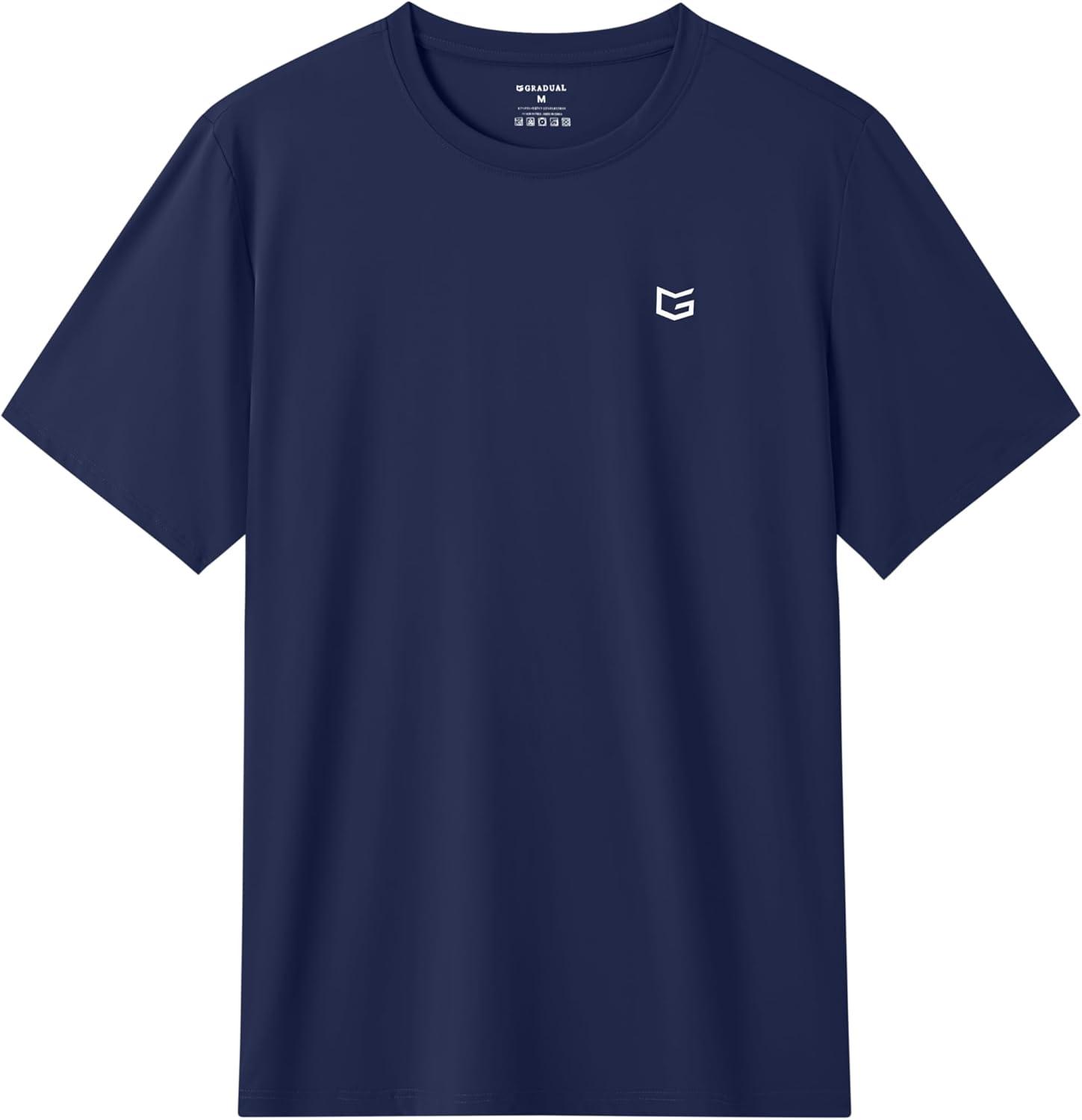 imageG Gradual Mens Sun Protection Swim Shirt UPF 50 Rash Guard Short Sleeve Quick Dry Water Hiking Workout Shirts for MenDark Blue