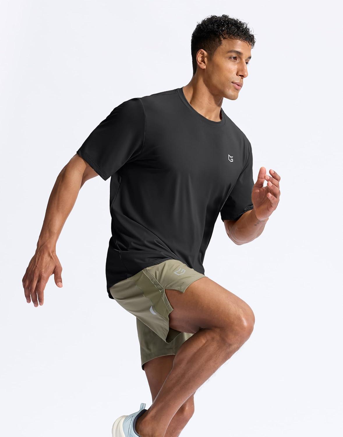 imageG Gradual Mens Sun Protection Swim Shirt UPF 50 Rash Guard Short Sleeve Quick Dry Water Hiking Workout Shirts for MenDark Grey