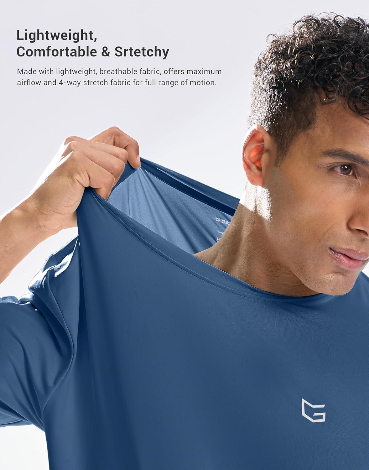 imageG Gradual Mens Sun Protection Swim Shirt UPF 50 Rash Guard Short Sleeve Quick Dry Water Hiking Workout Shirts for MenIndigo