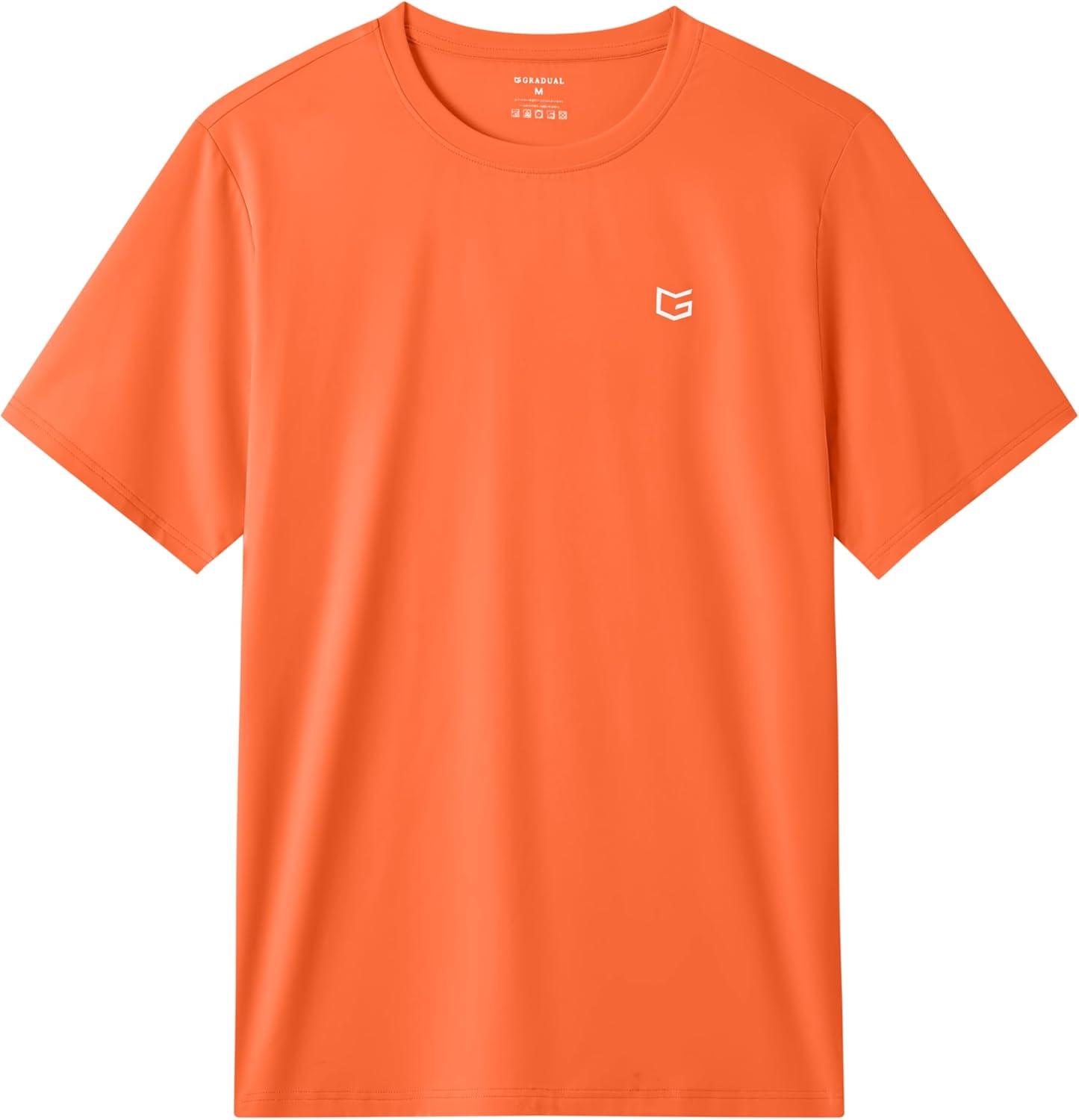 imageG Gradual Mens Sun Protection Swim Shirt UPF 50 Rash Guard Short Sleeve Quick Dry Water Hiking Workout Shirts for MenOrange
