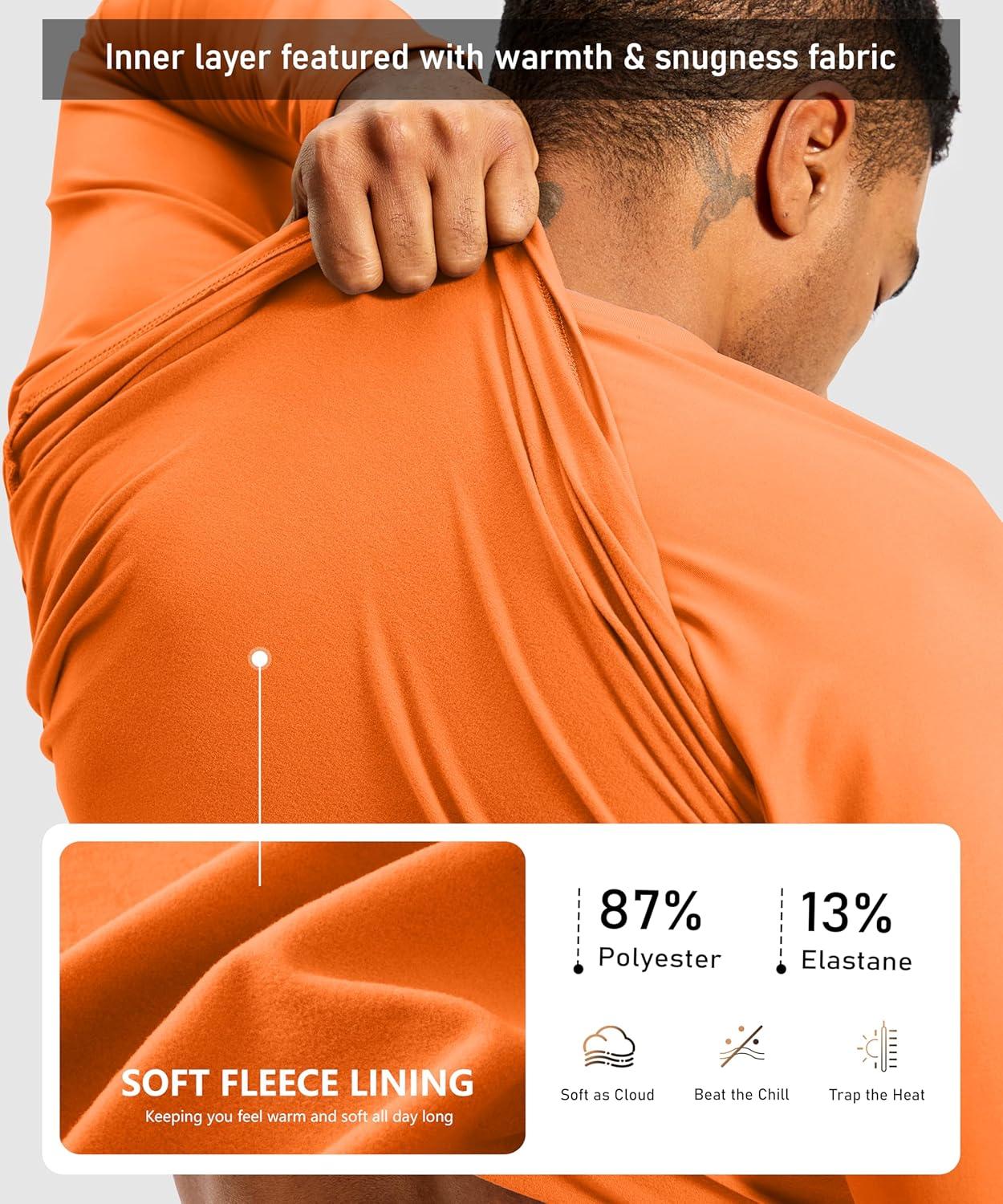imageG Gradual Mens Thermal Shirts Long Sleeve Athletic Workout TShirts Crewneck Fleece Lind Base Layer for Men Cold WeatherOrange