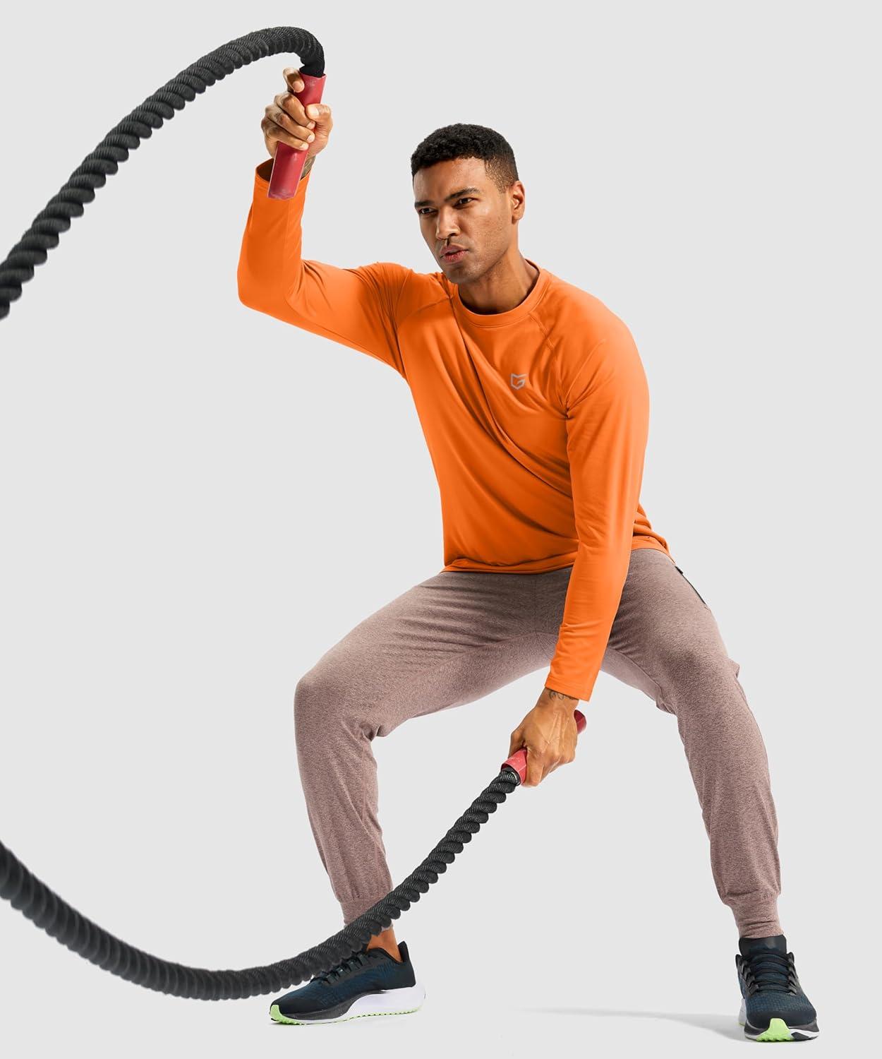 imageG Gradual Mens Thermal Shirts Long Sleeve Athletic Workout TShirts Crewneck Fleece Lind Base Layer for Men Cold WeatherOrange