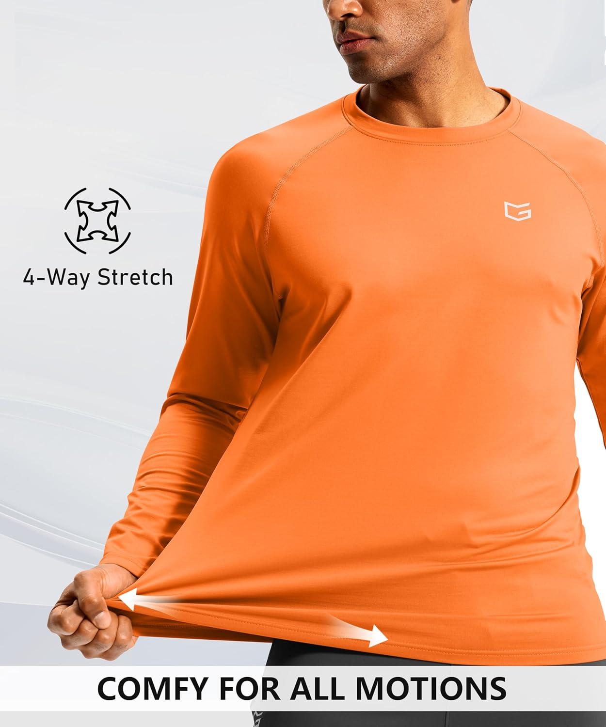 imageG Gradual Mens Thermal Shirts Long Sleeve Athletic Workout TShirts Crewneck Fleece Lind Base Layer for Men Cold WeatherOrange