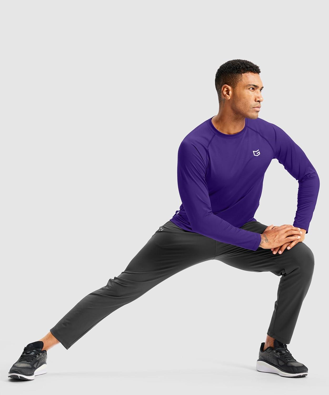 imageG Gradual Mens Thermal Shirts Long Sleeve Athletic Workout TShirts Crewneck Fleece Lind Base Layer for Men Cold WeatherPurple