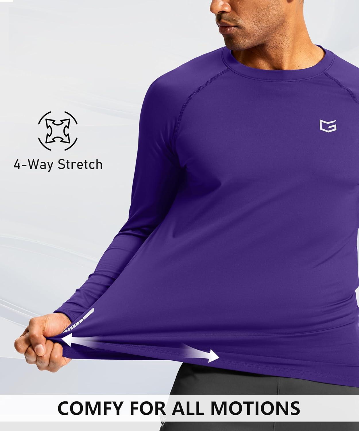imageG Gradual Mens Thermal Shirts Long Sleeve Athletic Workout TShirts Crewneck Fleece Lind Base Layer for Men Cold WeatherPurple