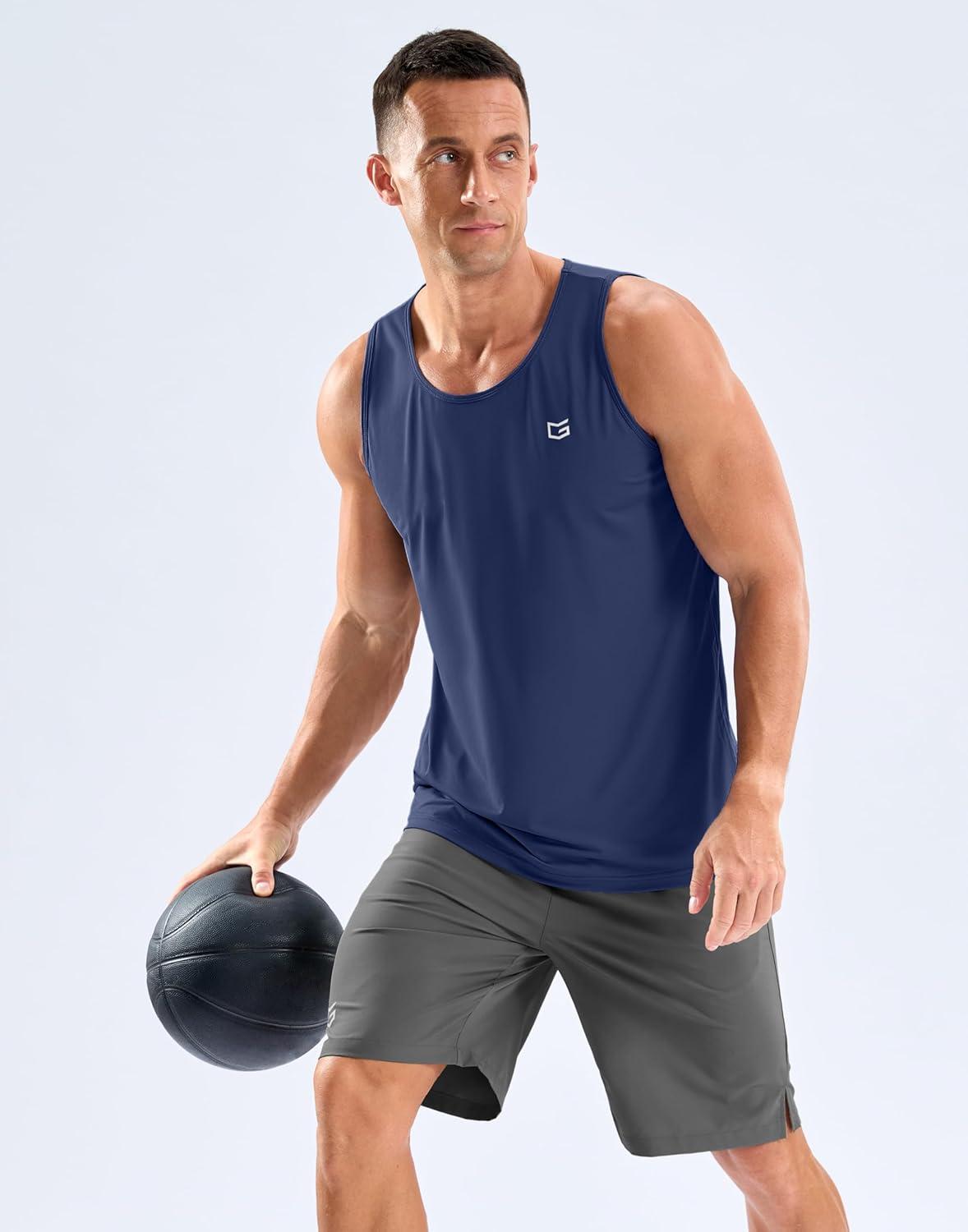 imageG Gradual Mens Workout Tank Tops Sleeveless Muscle Shirts Summer UPF 50 Quick Dry Shirts for Men Athletic Running GymDark Blue2XL