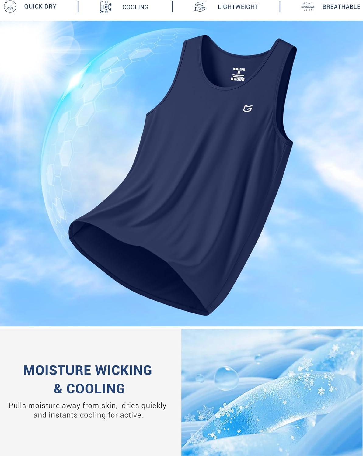 imageG Gradual Mens Workout Tank Tops Sleeveless Muscle Shirts Summer UPF 50 Quick Dry Shirts for Men Athletic Running GymDark Blue2XL