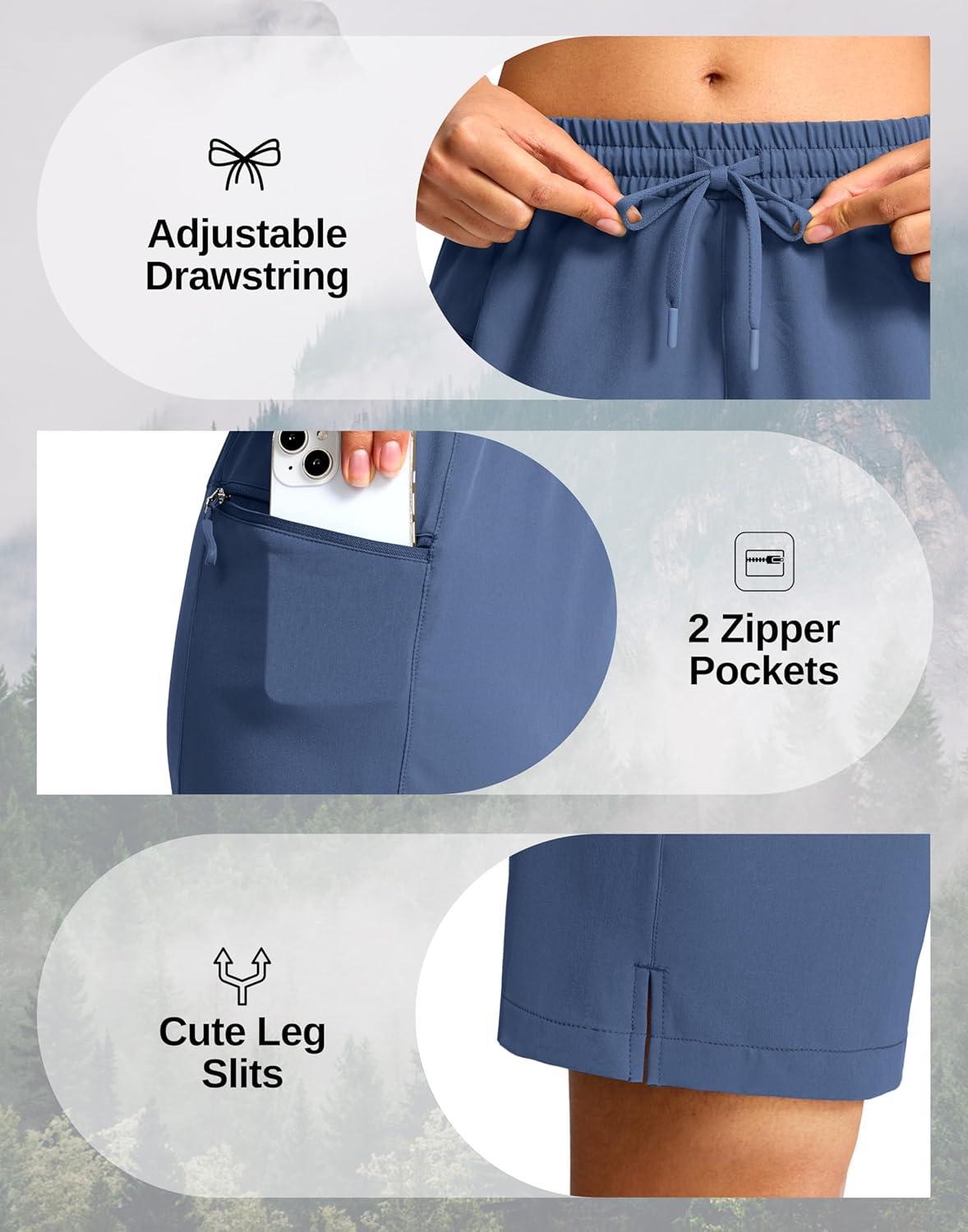 imageG Gradual Womens Hiking Shorts 2 Zipper Pockets Quick Dry Lightweight 9 Bermuda Cargo Shorts Water Resistant Athletic WalkHaze Blue