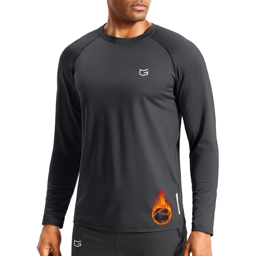 imageG Gradual Mens Thermal Shirts Long Sleeve Athletic Workout TShirts Crewneck Fleece Lind Base Layer for Men Cold WeatherDark Grey