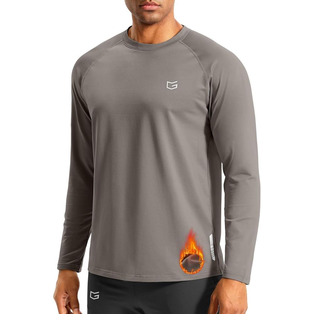 imageG Gradual Mens Thermal Shirts Long Sleeve Athletic Workout TShirts Crewneck Fleece Lind Base Layer for Men Cold WeatherLight Grey