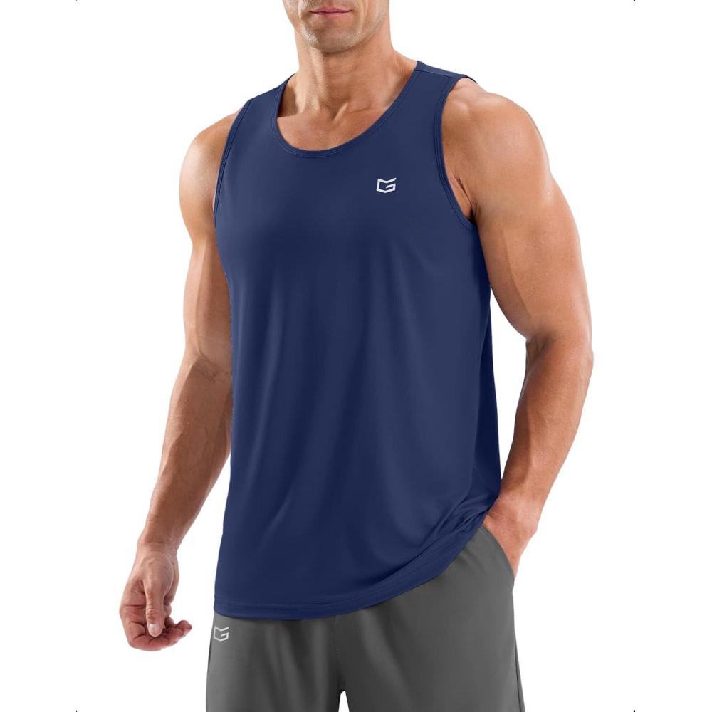 imageG Gradual Mens Workout Tank Tops Sleeveless Muscle Shirts Summer UPF 50 Quick Dry Shirts for Men Athletic Running GymDark Blue2XL