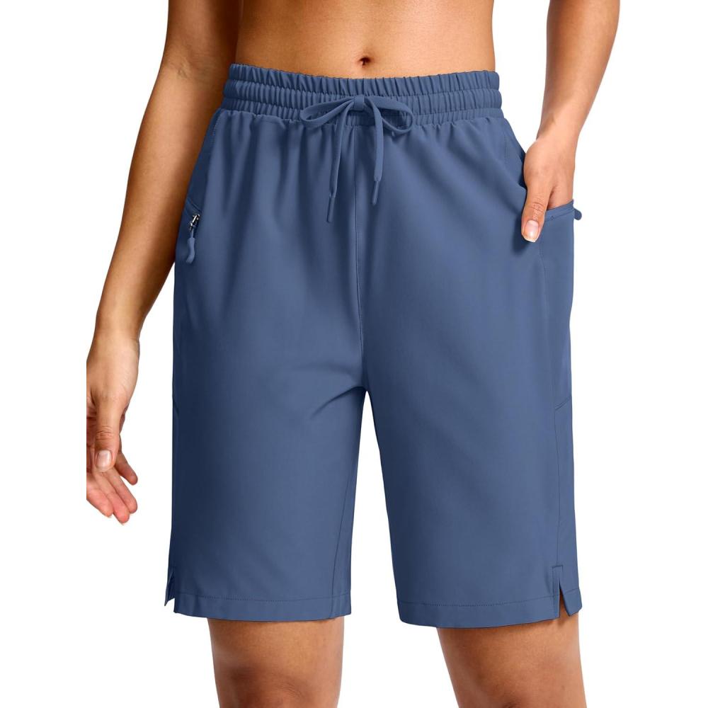 imageG Gradual Womens Hiking Shorts 2 Zipper Pockets Quick Dry Lightweight 9 Bermuda Cargo Shorts Water Resistant Athletic WalkHaze Blue