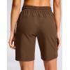 G Gradual Women’s Hiking Shorts 2 Zipper Pockets Quick Dry Lightweight 9″ Bermuda Cargo Shorts Water Resistant Athletic Walk(Chestnut Brown)
