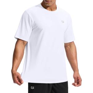 G Gradual Men’s Sun Protection Swim Shirt UPF 50+ Rash Guard Short Sleeve Quick Dry Water Hiking Workout Shirts for Men(C White)
