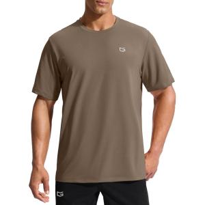 G Gradual Men’s Sun Protection Swim Shirt UPF 50+ Rash Guard Short Sleeve Quick Dry Water Hiking Workout Shirts for Men(Taupe)