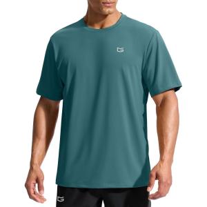 G Gradual Men’s Sun Protection Swim Shirt UPF 50+ Rash Guard Short Sleeve Quick Dry Water Hiking Workout Shirts for Men(Teal)