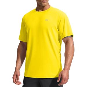 G Gradual Men’s Sun Protection Swim Shirt UPF 50+ Rash Guard Short Sleeve Quick Dry Water Hiking Workout Shirts for Men(Yellow)