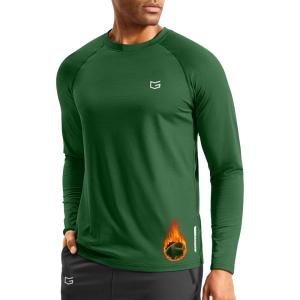 G Gradual Men’s Thermal Shirts Long Sleeve Athletic Workout T-Shirts Crewneck Fleece Lind Base Layer for Men Cold Weather(Olive)