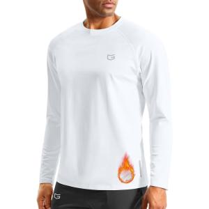 G Gradual Men’s Thermal Shirts Long Sleeve Athletic Workout T-Shirts Crewneck Fleece Lind Base Layer for Men Cold Weather(White)