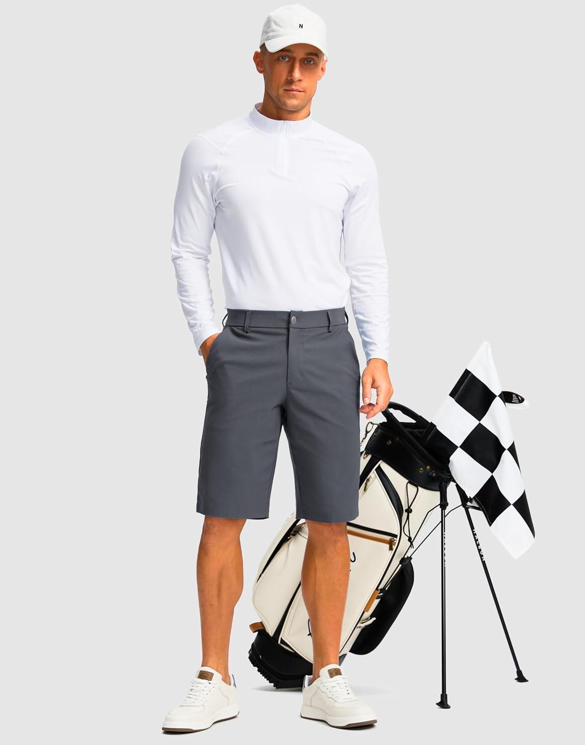 imageG Gradual Mens Golf Shorts with 4 Pockets 11 Inseam Stretch Quick Dry Casual Work Dress Shorts for MenDark Grey