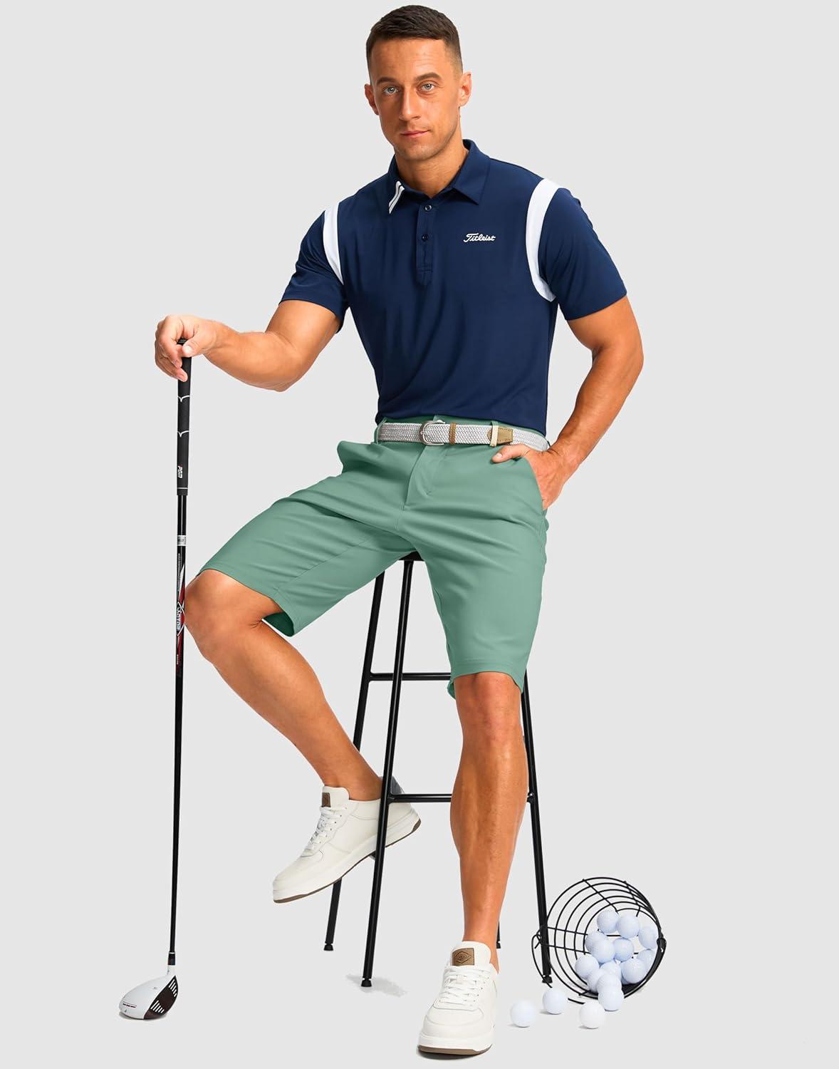 imageG Gradual Mens Golf Shorts with 4 Pockets 11 Inseam Stretch Quick Dry Casual Work Dress Shorts for MenViridian Green