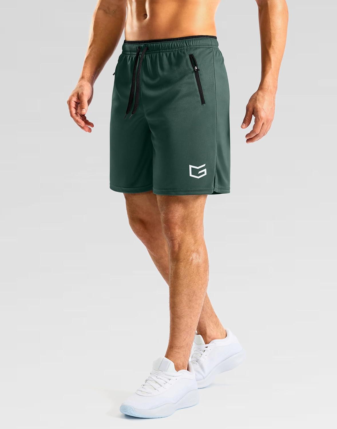 imageG Gradual Mens Gym Workout Shorts Zipper Pockets 5 7 Quick Dry Breathable Runing Athletic Short for MenArmy Green