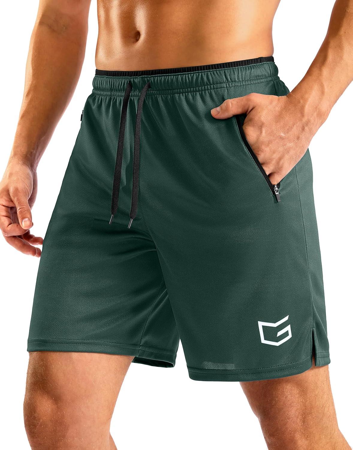 imageG Gradual Mens Gym Workout Shorts Zipper Pockets 5 7 Quick Dry Breathable Runing Athletic Short for MenArmy Green