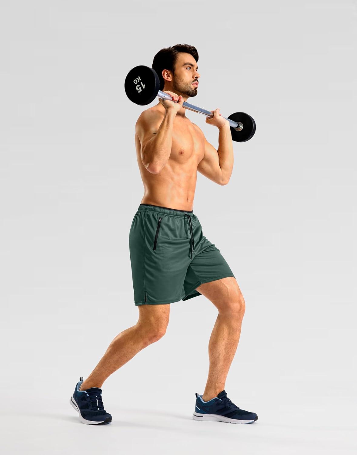imageG Gradual Mens Gym Workout Shorts Zipper Pockets 5 7 Quick Dry Breathable Runing Athletic Short for MenArmy Green