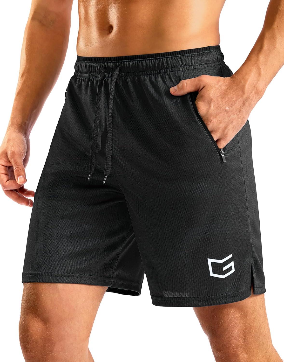 imageG Gradual Mens Gym Workout Shorts Zipper Pockets 5 7 Quick Dry Breathable Runing Athletic Short for MenBlack