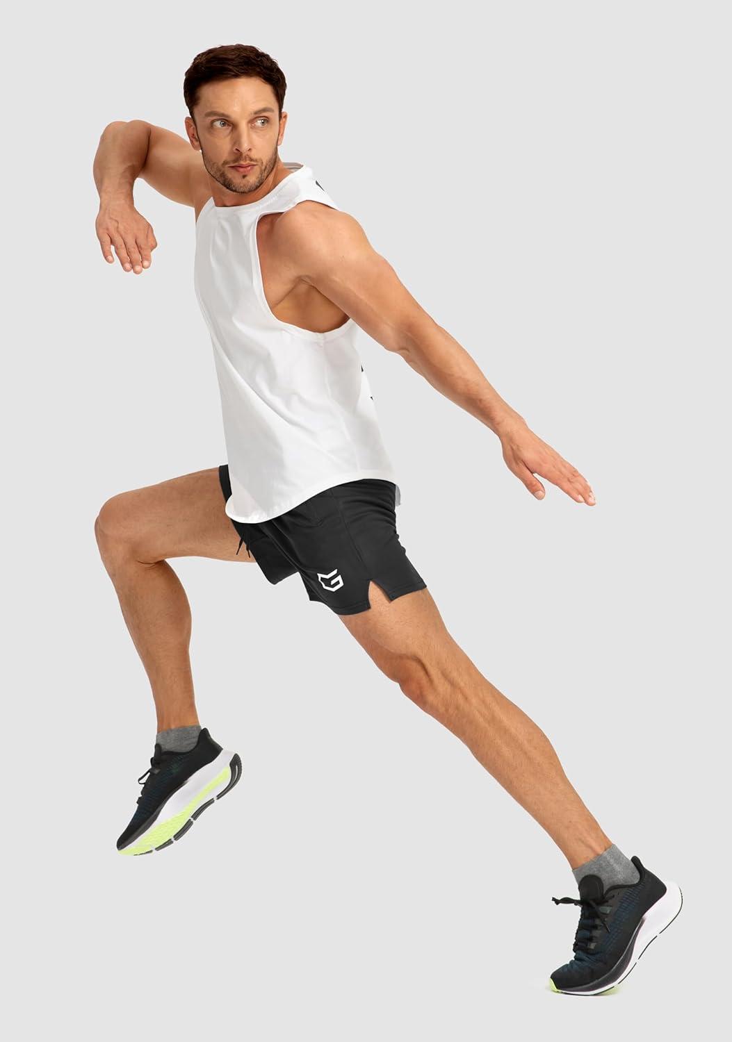 imageG Gradual Mens Gym Workout Shorts Zipper Pockets 5 7 Quick Dry Breathable Runing Athletic Short for MenBlack