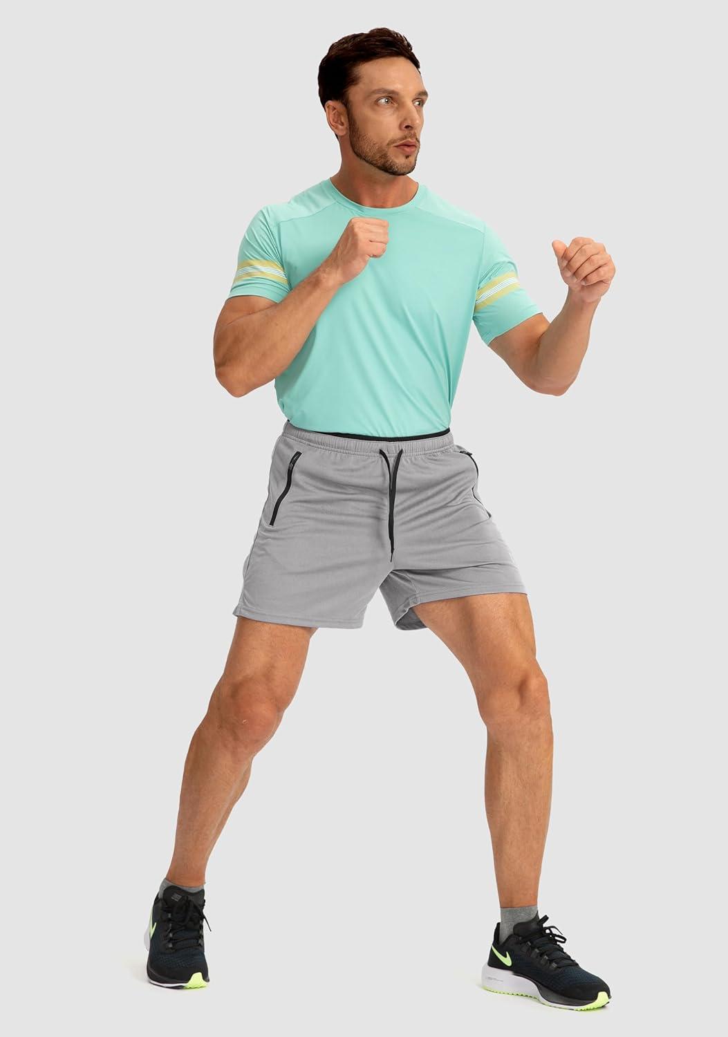 imageG Gradual Mens Gym Workout Shorts Zipper Pockets 5 7 Quick Dry Breathable Runing Athletic Short for MenLight Grey