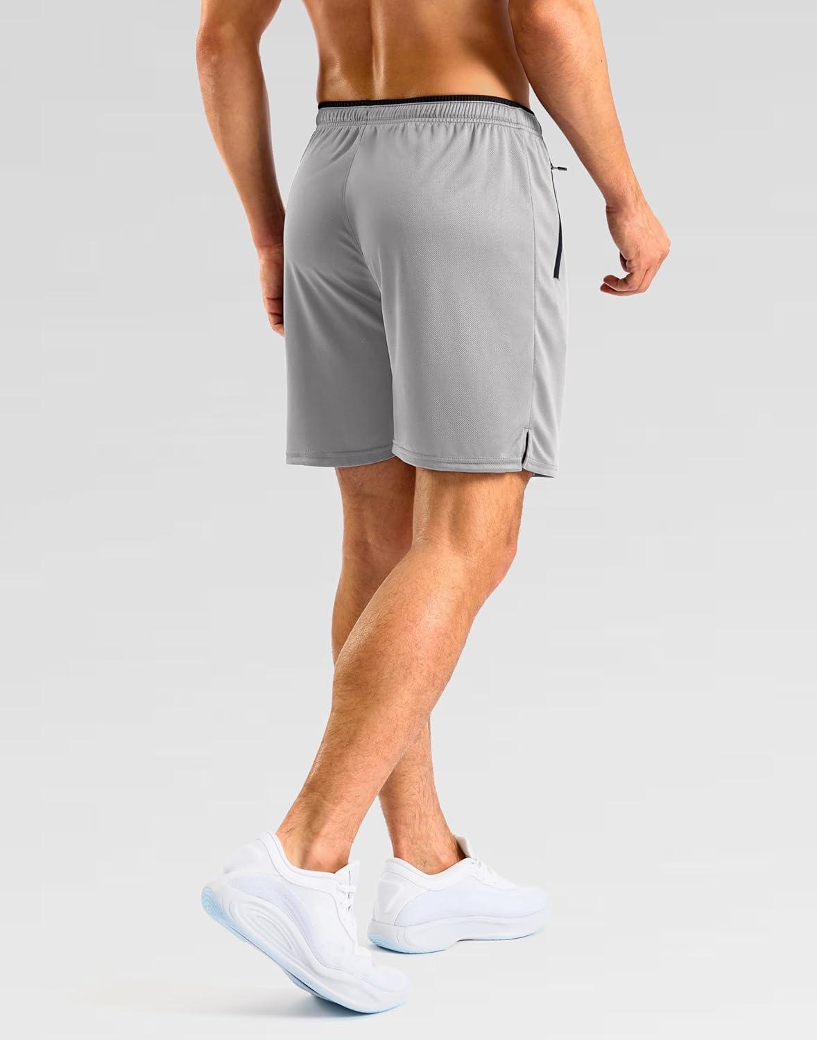 imageG Gradual Mens Gym Workout Shorts Zipper Pockets 5 7 Quick Dry Breathable Runing Athletic Short for MenLight Grey
